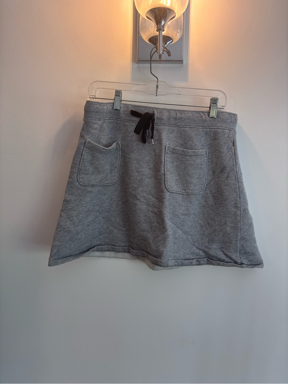 J. Crew Gray Mini Skirt with Front Pockets and Drawstring